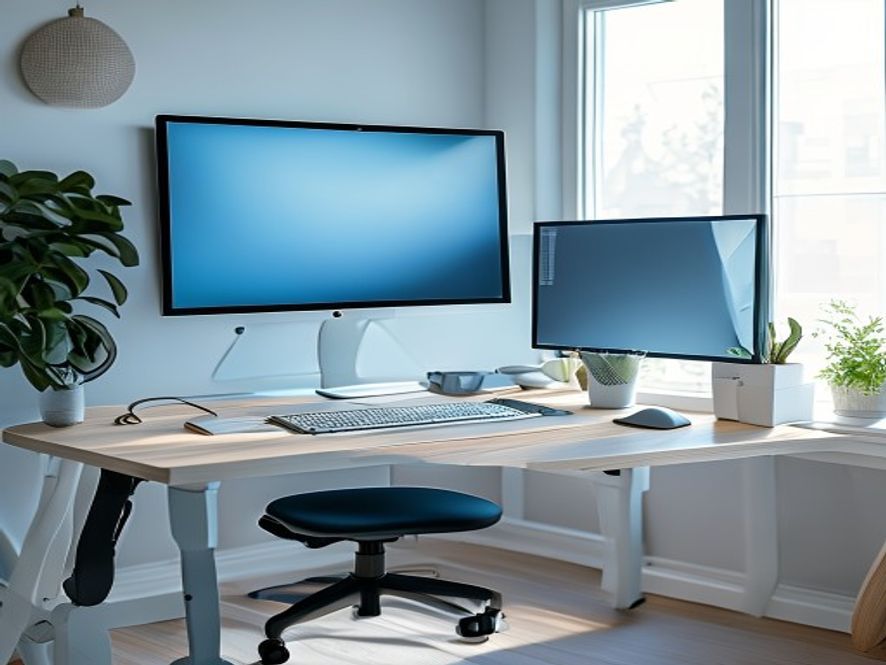 Ergonomisk oppsett av arbeitsplassoppsett med alle komponenter